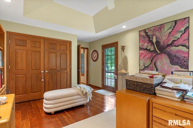 9 Windfall Ln, Cantrall, IL 62625 - foyer with dark wood-type flooring, recessed lighting, and a raised ceiling