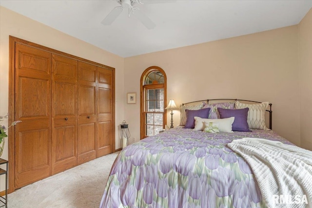 9 Windfall Ln, Cantrall, IL 62625 - carpeted bedroom with ceiling fan and a closet