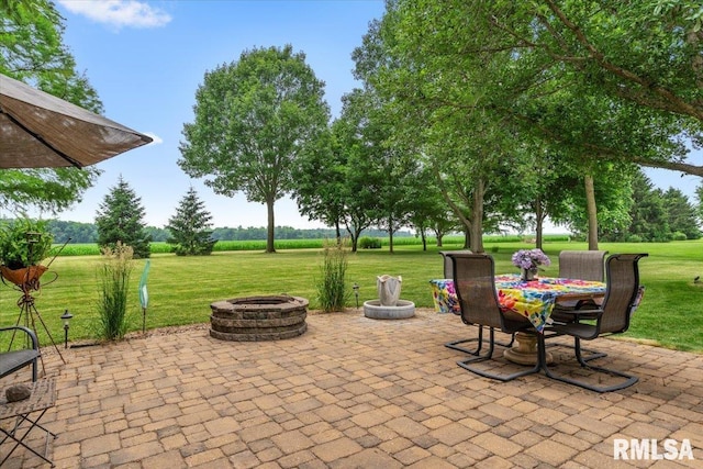 9 Windfall Ln, Cantrall, IL 62625 - view of patio / terrace featuring an outdoor fire pit