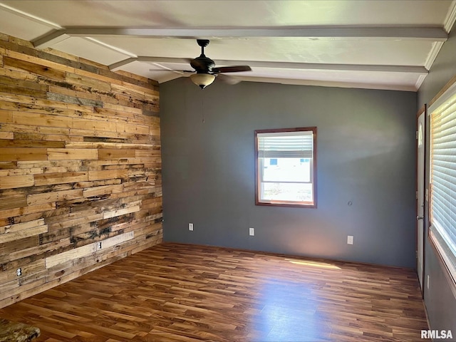 1164 Arcadia Dr, Galesburg, IL 61401 - empty room with wooden walls, wood finished floors, and ceiling fan