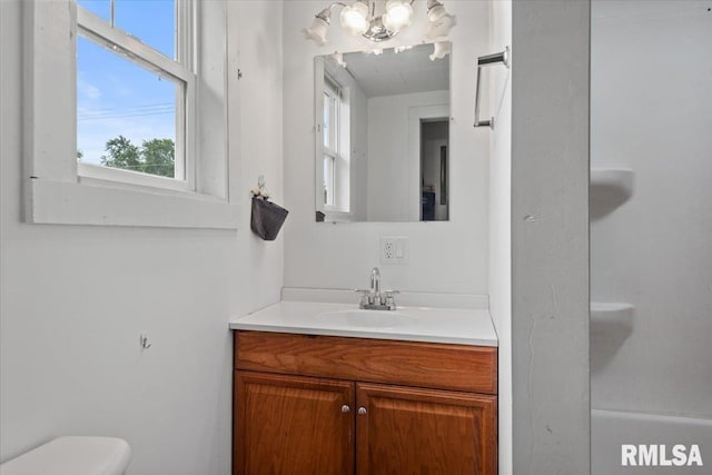 402 Linkins Ave, Tovey, IL 62570 - bathroom with vanity and a chandelier