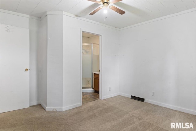 402 Linkins Ave, Tovey, IL 62570 - unfurnished room featuring light colored carpet, ceiling fan, and crown molding