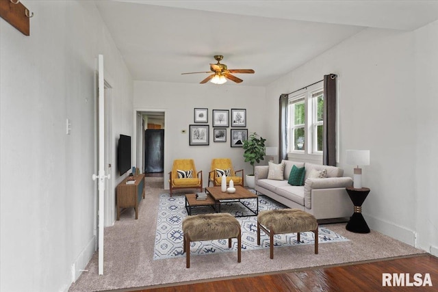 402 Linkins Ave, Tovey, IL 62570 - living area with wood finished floors and ceiling fan