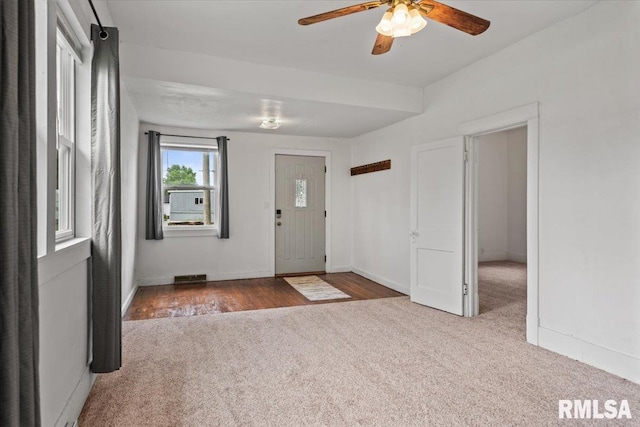 402 Linkins Ave, Tovey, IL 62570 - entrance foyer with carpet flooring and ceiling fan