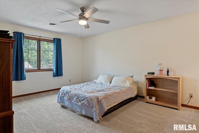 5309 Collins Way, Springfield, IL 62703 - bedroom featuring carpet floors, a textured ceiling, and a ceiling fan