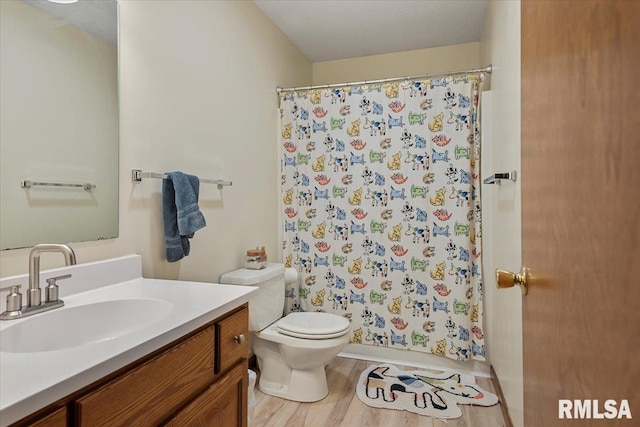 5309 Collins Way, Springfield, IL 62703 - bathroom featuring vanity, curtained shower, and wood finished floors