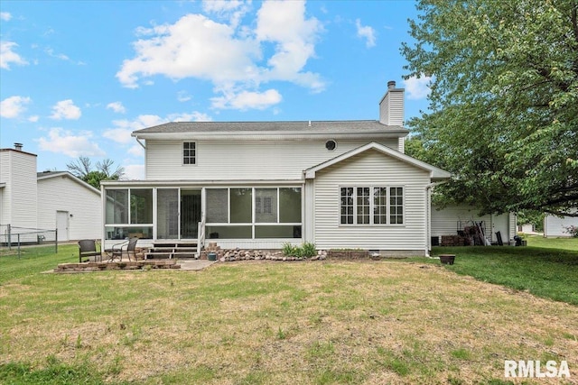 5309 Collins Way, Springfield, IL 62703 - back of property with a sunroom and a chimney