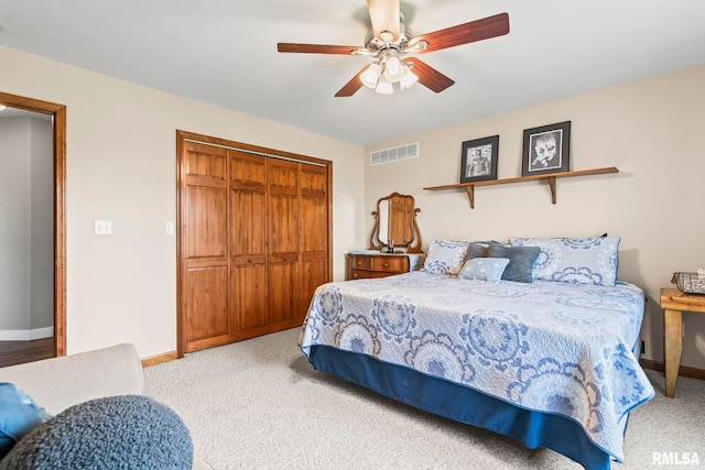 5313 Jaeger Dr, Springfield, IL 62711 - bedroom featuring a closet, carpet flooring, and a ceiling fan