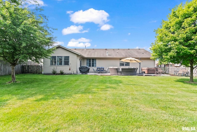 5313 Jaeger Dr, Springfield, IL 62711 - rear view of property with a hot tub and a patio area