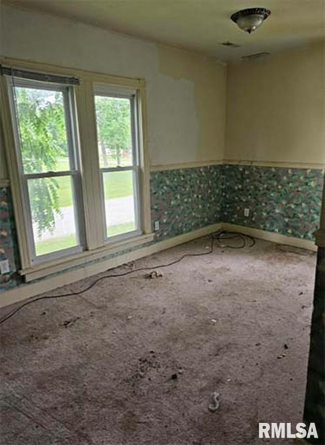 113 S Franklin St, Camp Point, IL 62320 - carpeted empty room with healthy amount of natural light and a wainscoted wall