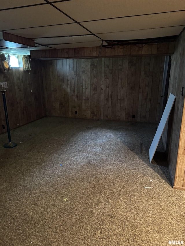 10333 Evergreen Dr, Manito, IL 61546 - finished below grade area with wood walls, a drop ceiling, and drainage system