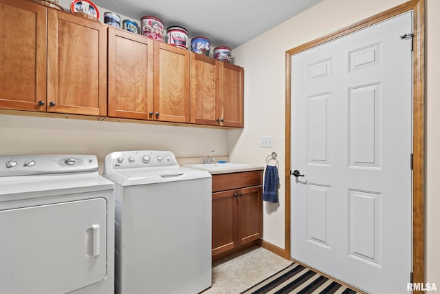 2308 Halifax Ave, Chatham, IL 62629 - laundry area with cabinet space, washer and dryer, and light tile patterned flooring