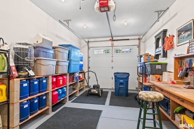 2308 Halifax Ave, Chatham, IL 62629 - garage featuring a garage door opener and a workshop area