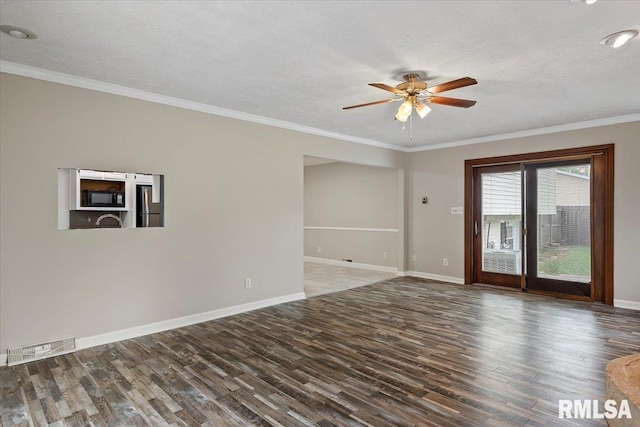 27 Twilight Ln, Springfield, IL 62712 - spare room with wood finished floors, a ceiling fan, crown molding, and a textured ceiling