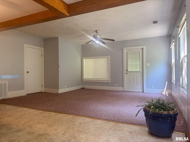 220 E Adams St, Petersburg, IL 62675 - carpeted foyer entrance featuring a ceiling fan and baseboards