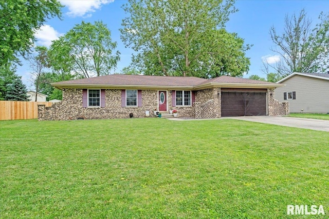 838 Hackberry Rd, Chatham, IL 62629 - ranch-style home with an attached garage, concrete driveway, and brick siding