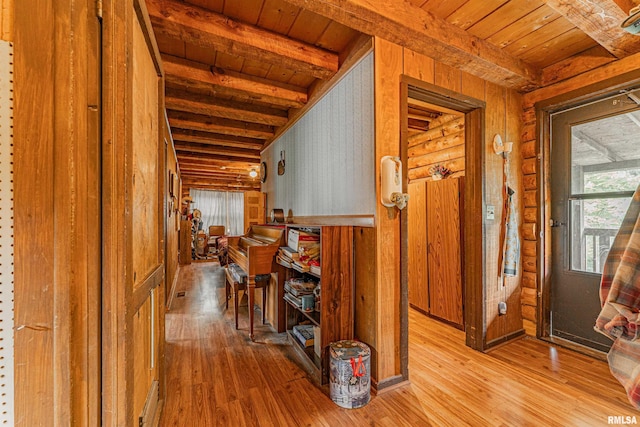 5190 Park Rd, Clinton, IL 61727 - corridor with a wooden ceiling with exposed beams and hardwood / wood-style floors