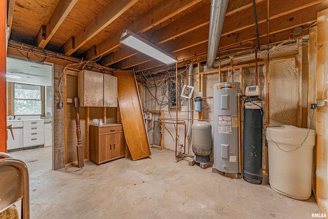 5190 Park Rd, Clinton, IL 61727 - basement with water heater, a water pressure tank, and a water softener system