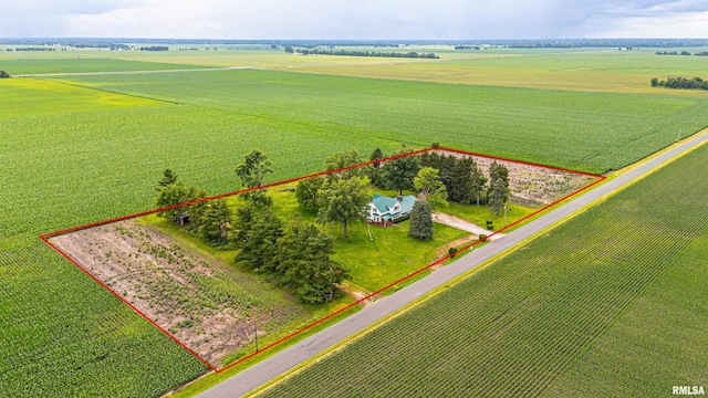 9320 Dawson Ln, Riverton, IL 62561 - overview of rural landscape featuring extensive farmland and property parcel outlined