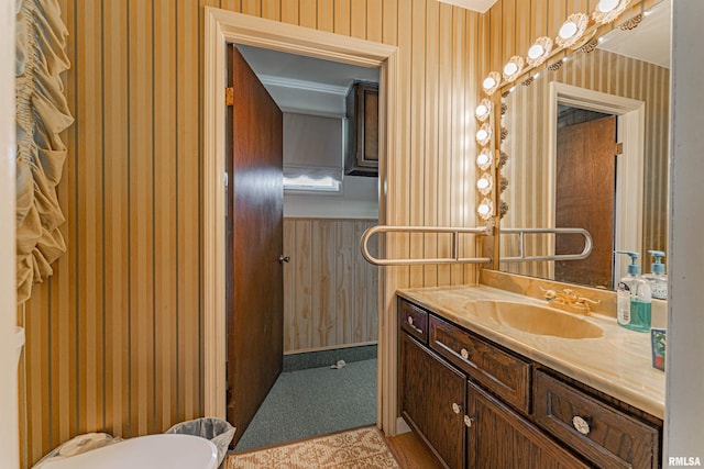 9320 Dawson Ln, Riverton, IL 62561 - bathroom featuring wallpapered walls and vanity