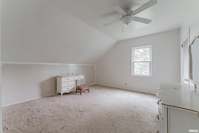 9320 Dawson Ln, Riverton, IL 62561 - additional living space with carpet, vaulted ceiling, and ceiling fan