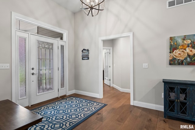 10 The Elms Ln, Springfield, IL 62712 - foyer entrance with wood finished floors, a chandelier, and a towering ceiling