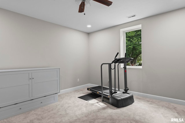 10 The Elms Ln, Springfield, IL 62712 - exercise area with carpet, a ceiling fan, and recessed lighting