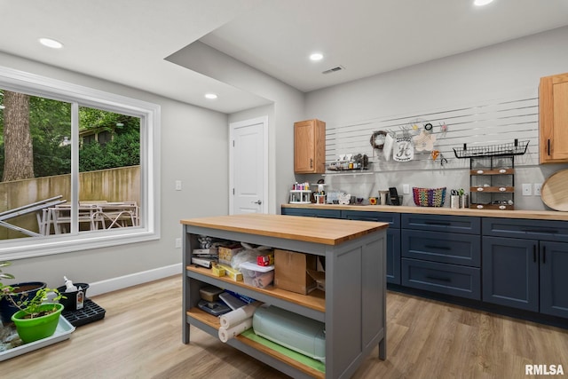 10 The Elms Ln, Springfield, IL 62712 - kitchen with butcher block countertops, open shelves, light wood-style flooring, and recessed lighting