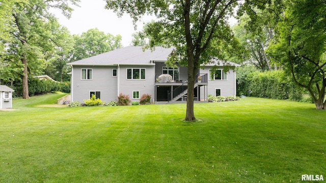 10 The Elms Ln, Springfield, IL 62712 - back of property featuring a lawn and a deck