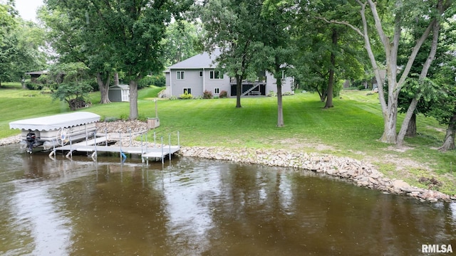 10 The Elms Ln, Springfield, IL 62712 - dock featuring a water view, a lawn, and boat lift