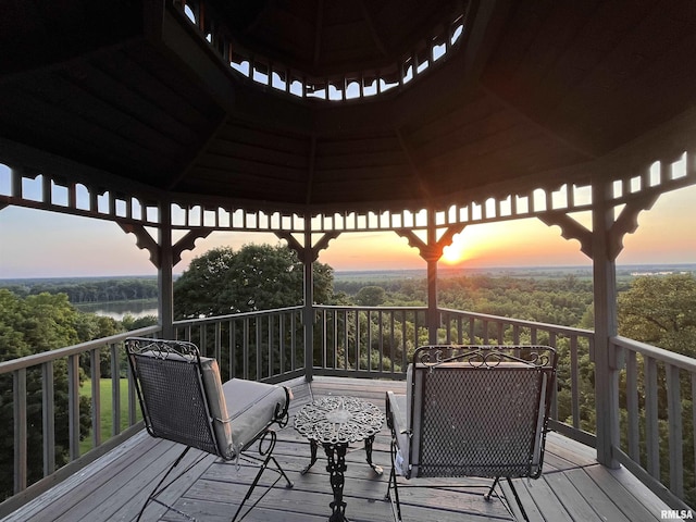 3939 Musholt Strasse Ln, Quincy, IL 62305 - deck at dusk featuring a gazebo and a water view