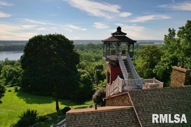 3939 Musholt Strasse Ln, Quincy, IL 62305 - view of playground featuring a gazebo, a view of trees, a yard, and stairway