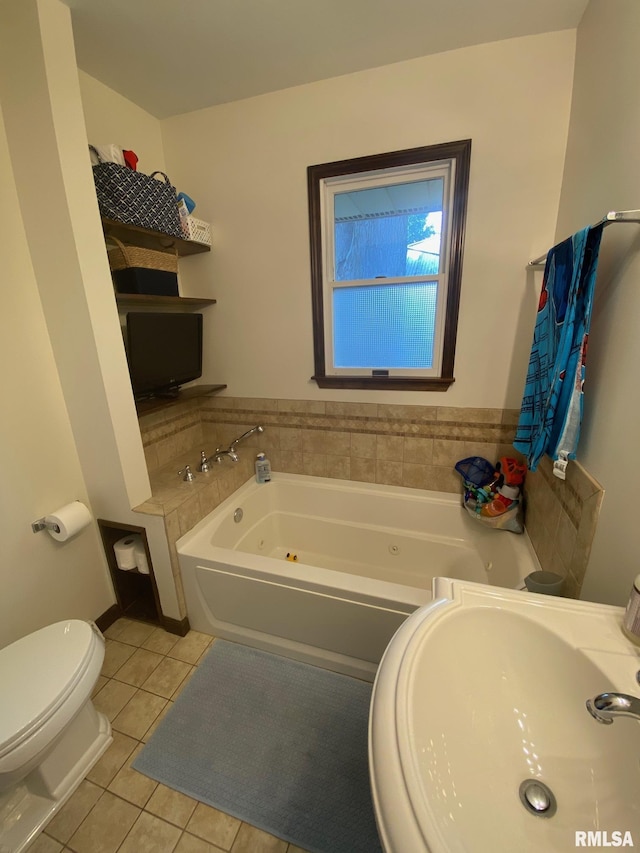 27 Apache Dr, Springfield, IL 62711 - bathroom with tile patterned floors and a tub with jets