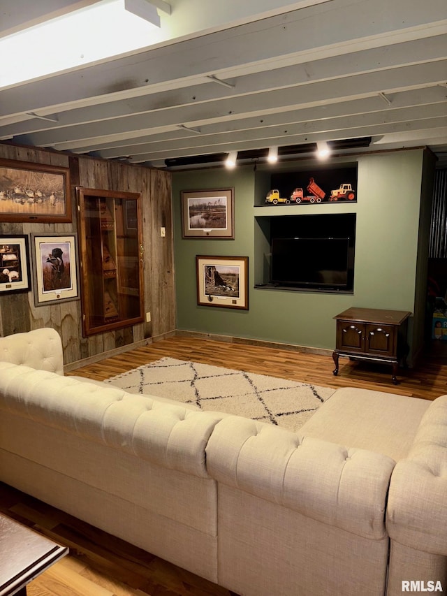 27 Apache Dr, Springfield, IL 62711 - living area with wood finished floors and wood walls
