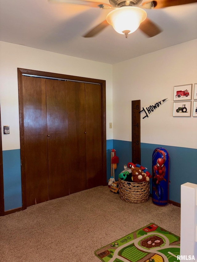 27 Apache Dr, Springfield, IL 62711 - recreation room featuring carpet and a ceiling fan