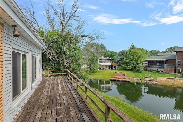 308 Elm Ln, Petersburg, IL 62675 - deck with a water view and a yard
