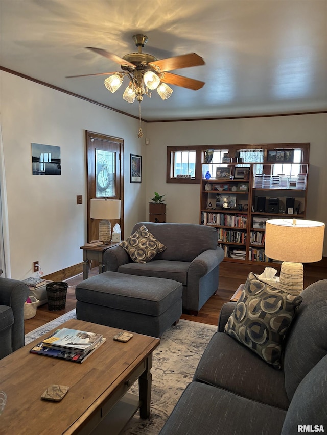 1905 S Whittier Ave, Springfield, IL 62704 - living room featuring wood finished floors and ceiling fan