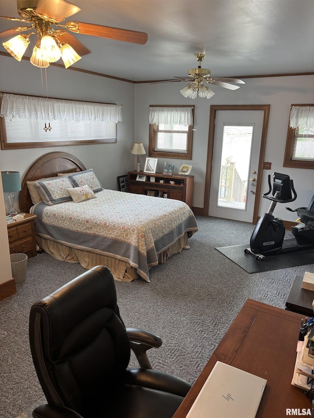 1905 S Whittier Ave, Springfield, IL 62704 - carpeted bedroom with multiple windows and ceiling fan