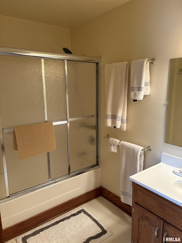 1905 S Whittier Ave, Springfield, IL 62704 - bathroom with vanity, enclosed tub / shower combo, and tile patterned flooring