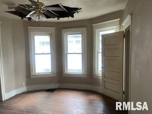 2541 S 10th St, Springfield, IL 62703 - unfurnished room featuring plenty of natural light, wood finished floors, and a ceiling fan