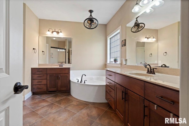 5408 Cromwell Pl, Springfield, IL 62711 - full bath with a bath, two vanities, and a shower with door
