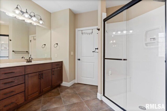 5408 Cromwell Pl, Springfield, IL 62711 - bathroom with vanity, a shower stall, and tile patterned floors