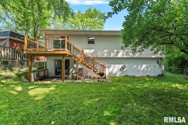 2 Mesa Rd, Springfield, IL 62702 - back of house featuring stairway, a fenced backyard, and a deck