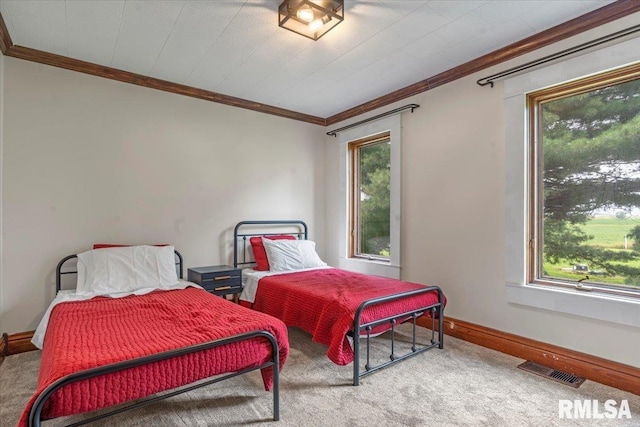 240 Mine Ave, Girard, IL 62640 - bedroom featuring crown molding and carpet flooring