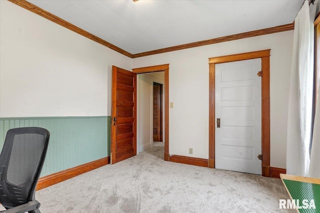 240 Mine Ave, Girard, IL 62640 - unfurnished office with carpet and crown molding