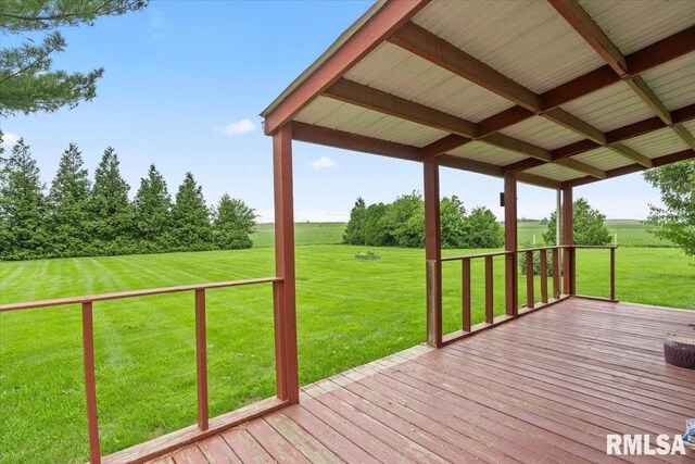240 Mine Ave, Girard, IL 62640 - deck with a view of countryside and a lawn