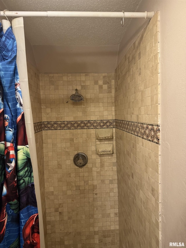1238 N 12th St, Quincy, IL 62301 - bathroom view of tiled shower and a textured ceiling