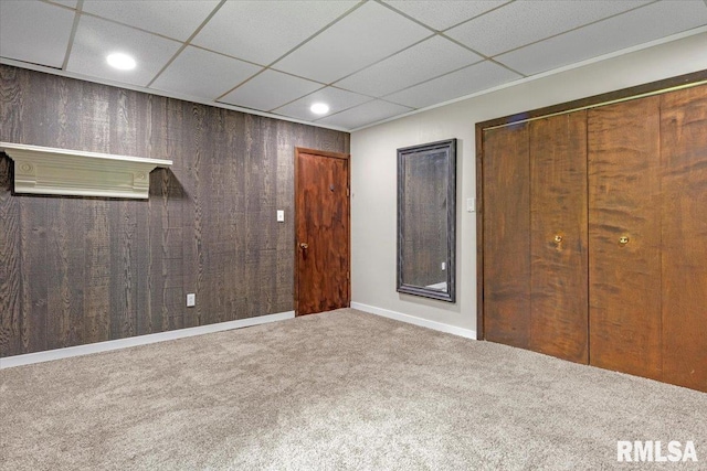 209 W Madison St, Athens, IL 62613 - unfurnished bedroom with carpet, recessed lighting, a drop ceiling, and a closet