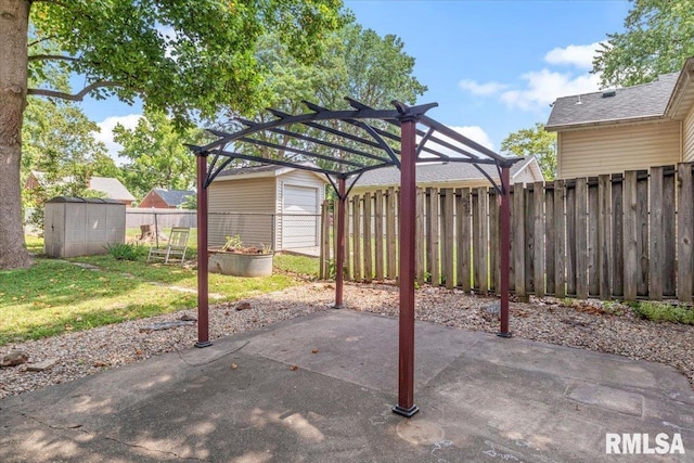 209 W Madison St, Athens, IL 62613 - fenced backyard featuring a shed, a patio area, and a pergola