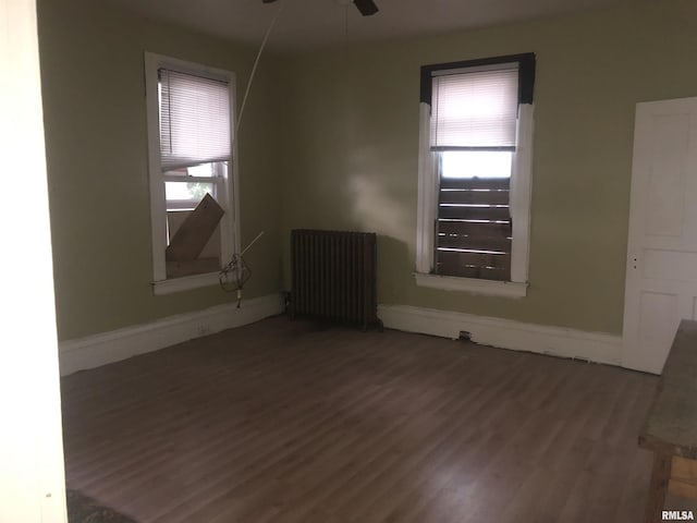 342 W Reynolds St, Springfield, IL 62702 - empty room with radiator, wood finished floors, and ceiling fan